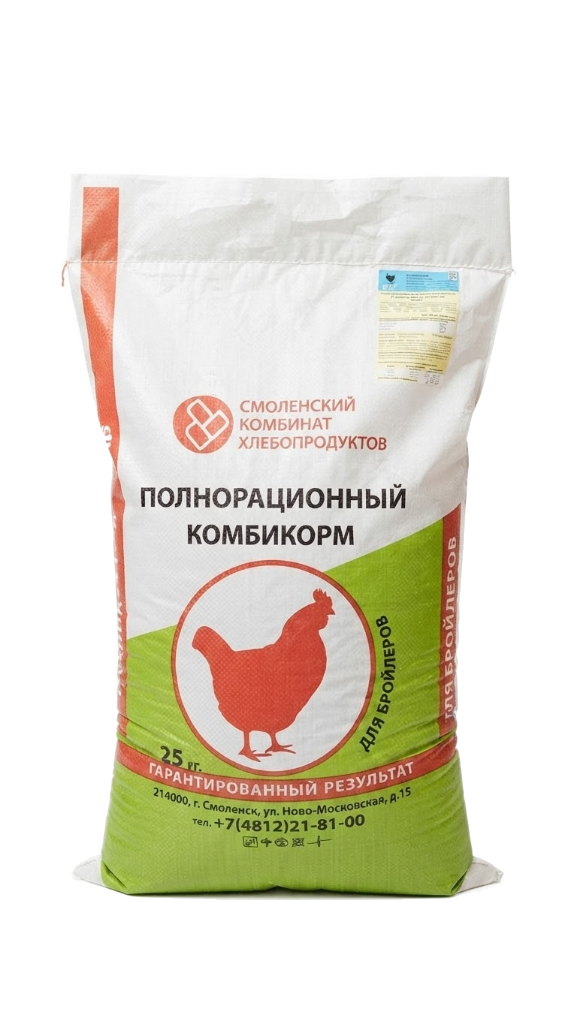 Комбикорм Смоленский КХП для бройлеров Рост ПК-5 (11–21 день), гранула, 25 кг